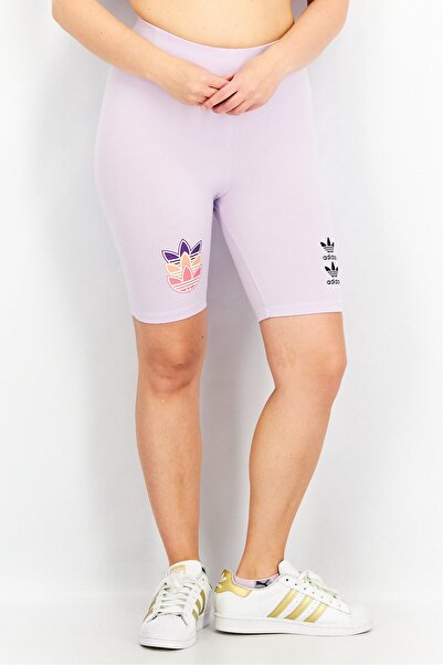 adidas Women Sportswear Fit Brand Logo Pull On Training Shorts, Lavender Combo