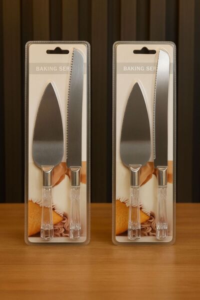 MİMOZA PARK 2-Piece Crystal Mica Handle Cake Serving Set Spatula Knife Serving Set