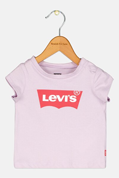 Levi's بلوزة بأكمام قصيرة وشعار العلامة التجارية برقبة دائرية للفتيات الصغيرا...