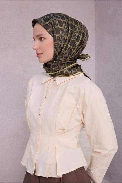 Belli Tivil Pure Silk Scarf 4214 - 84 Μοτίβο ζώνης χακί