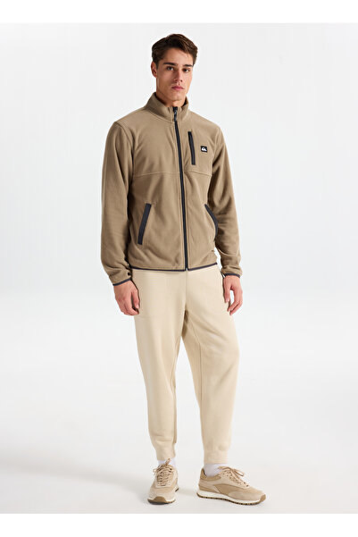 Quiksilver Eqypf03071-No Destination Fz Brown Mock Neck Regular Plain Men's Fleece Sweatshirt