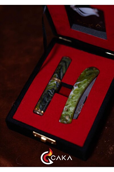 caka lighter ORIGIN Premium Çakı & Çakmak Seti (Yeşil Serisi)