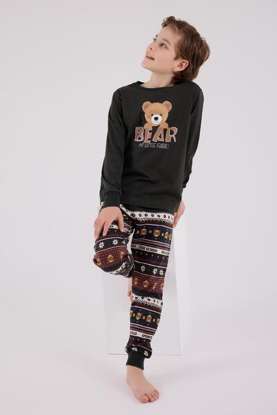 Arnetta Waiter Boy Child Family Bear My Little Friend 100% Cotton 4 Seasons Long Sleeve Pajamas Suit