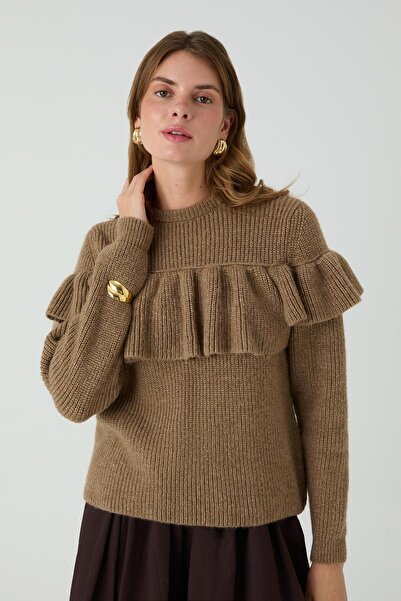 inspiration DEFNE SELANİK ÖN VE KOL FIRFIRLI KAZAK TOPRAK