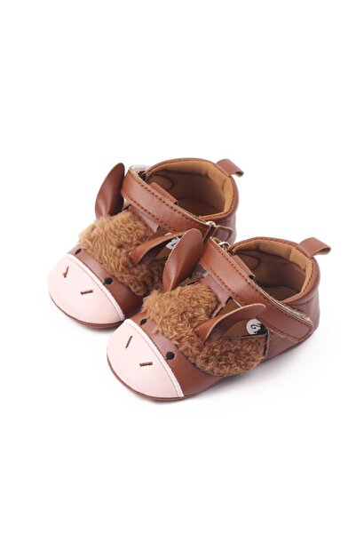 BebeNou Pantofi maro pentru copii mici cu design animal csbh2231-va3