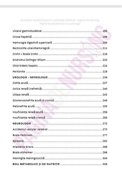 Pagina de Nursing Esențiale Medicină pentru Asistență medicală – Îngrijirea pacientului cu patologii