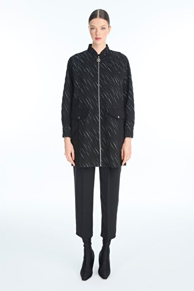 Zühre Desenli Cep Detaylı Siyah İkili Takım TK-1577