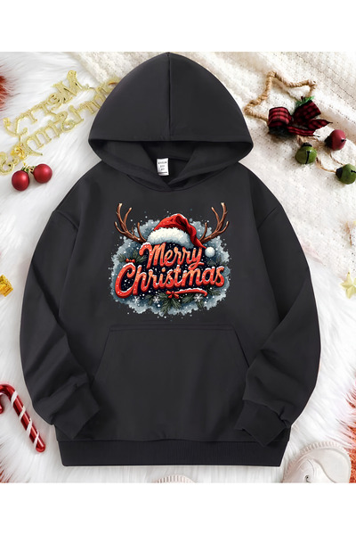 MAGORS Christmas Merry Christmas Printed 3 Yarn Quality Hooded Children's Swe...