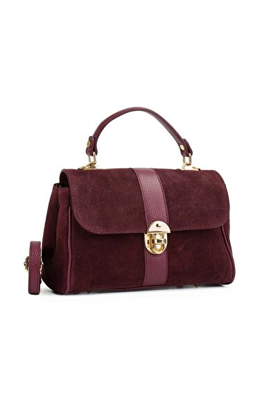 Posete Fagaras Poseta Piele Giulia - Bordo, 2 Compartimente, 1 Buzunar, Bareta Reglabila max. 130 cm