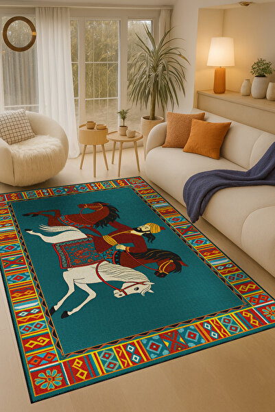 Rugs Modern Halı Διακοσμητικό χαλί με υφαντό σχέδιο με θέμα τον άλογο MOSSO1338