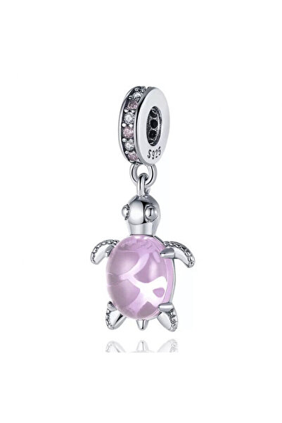 Bijuterii Nadiela Talisman Argint 925, Charm pentru bratari – Pink turtle