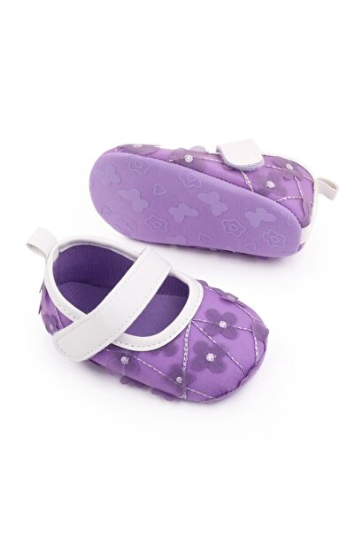 BebeNou Pantofi pentru bebeluși cu flori mov chd2668-2-va2