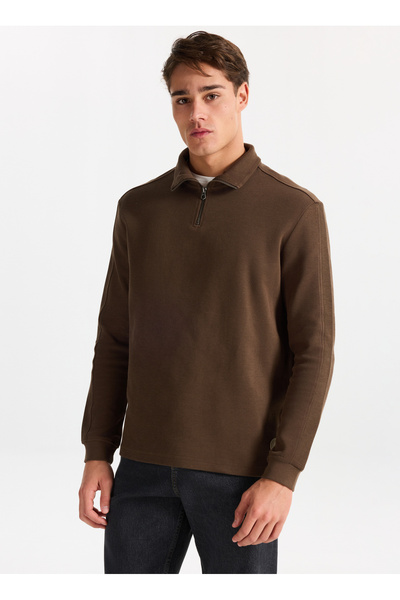Lee Cooper Mock Neck Khaki Men's Sweatshirt 261 Lcm 241039 Desona Khaki