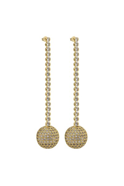 CAL'S Stone Long Ball Earrings