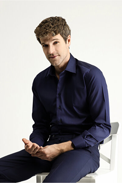 Kiğılı Long Sleeve Slim Fit Slim Fit Classic Cotton Shirt