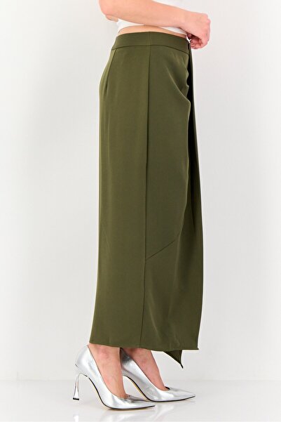 femi9 Women Plain Midi Skirt, Olive