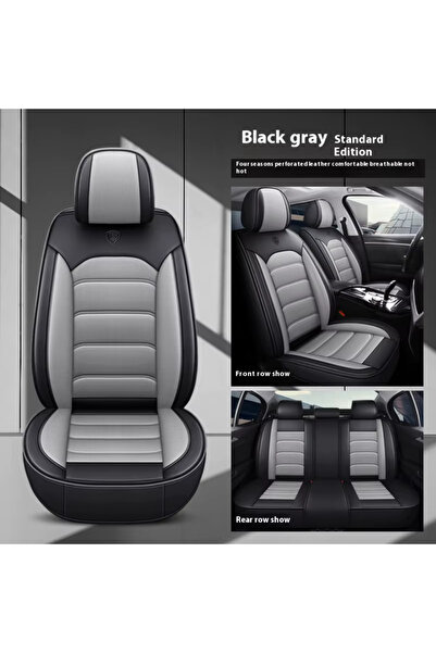 NO BRAND Set complet de huse pentru scaune auto, negre și gri, piele Nappa respirabilă, potrivire universală