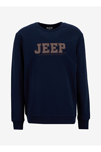 Jeep Bisiklet Yaka Nakışlı Lacivert Erkek Sweatshırt J5WM-SWT7571