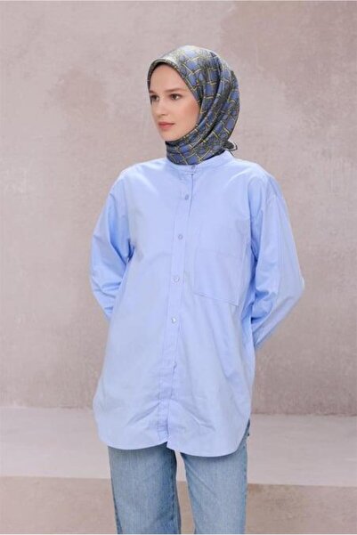 Belli Eșarfă din mătase pură Tivil 4214 - 02 Model cu centură albastră