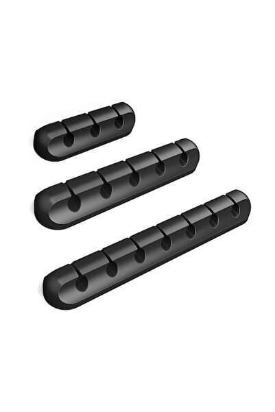 Edman Cable Organizer Set, 3 Pieces, 3 Sizes, Self-adhesive, Black