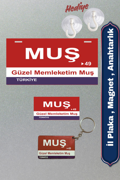 DURUSA "Muş" Retro Plaka , Retro Magnet , Anahtarlık , MDF Ahşap Dekoratif Du...