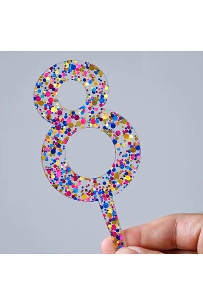 Flippy Plastic Cake Topper, Number 8,