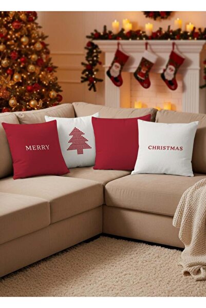 Markaev New Year Christmas Themed 4-Piece Throw Pillow Cover Set 1042
