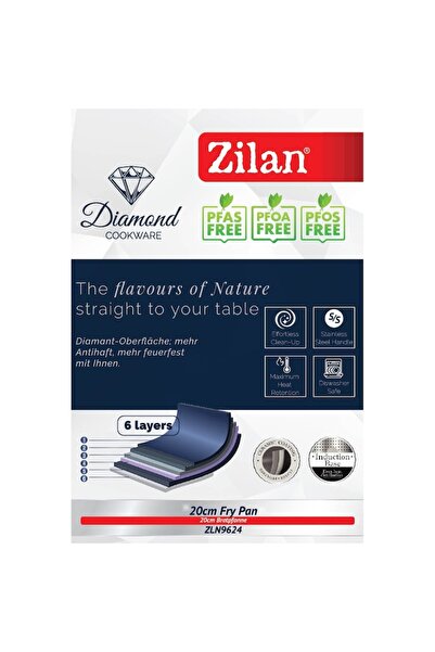 Zilan frying pan ZLN9624 Diamond, 20 cm, 0.95 L, induction base, ceramic & stainless