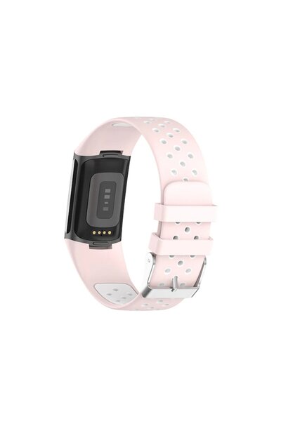 Edman sport silicone strap for Fitbit Charge 5, Pink/White