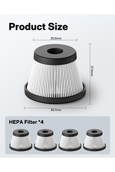 Basınçlı Hava Kapsülü Yedek HEPA Filtre (S) - 4'lü Paket