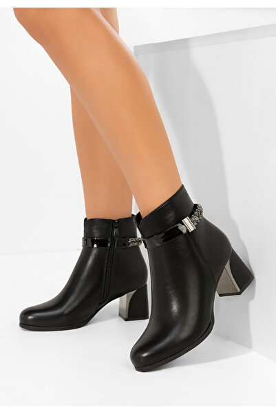 B T Shoes Μποτάκια με χοντρό τακούνι Delivora Μαύρα