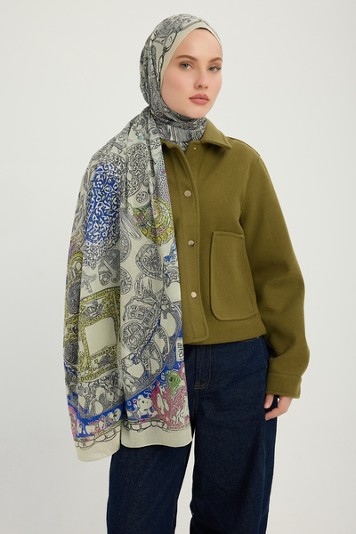 ipekistanbul Efilia Patterned Shawl - Infinite Love - Green