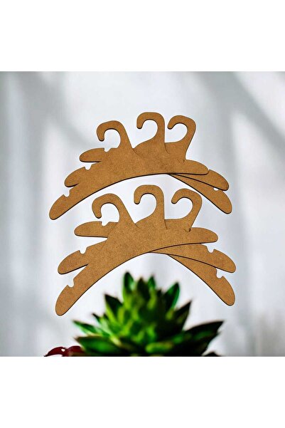 AYIŞIĞI DESİNG Ahşap mdf çocuk askısı 6 ADET minik sevimli askılık ham renk düz