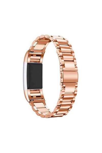 Edman 3Z Metal Strap for Fitbit Charge 2, Rose Gold
