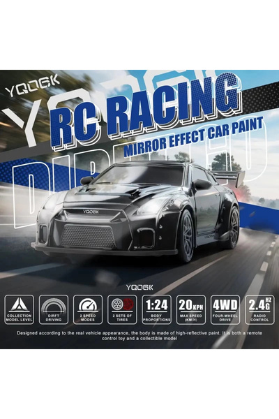 Generic Nissan Siyah GTR 1:24 Drift 4X4 Şarjlı RC Uzaktan Kumandalı 20 Km/s Hızında Hediyelik Oyuncak