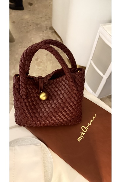 Eataly Shoes Burgundy Hand Knitted Women's Bag with Gold Buckle
