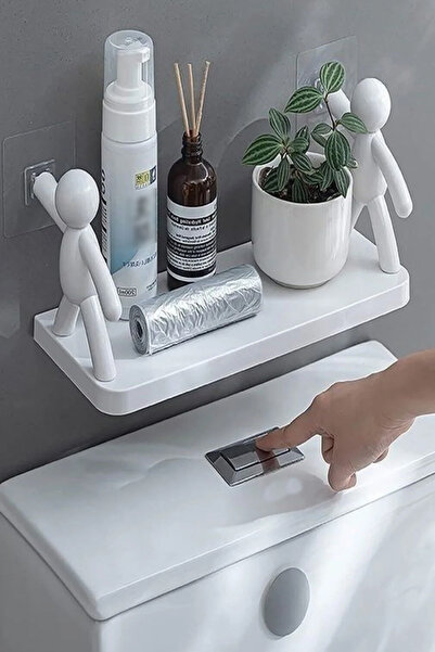 ThenTech İnsan Figürlü Raf Kendinden Yapışkanlı Duvar Rafı Banyo Mutfak Düzenleyici Set