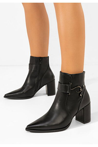B T Shoes Black Savira chunky heel ankle boots