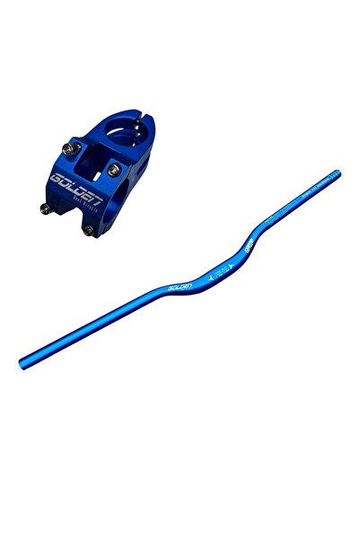 Golden Bisiklet Alüminyum Direksiyon Kısa 40mm Gidon Boğaz Set 78 cm Yedek Parçası Mavi Renk