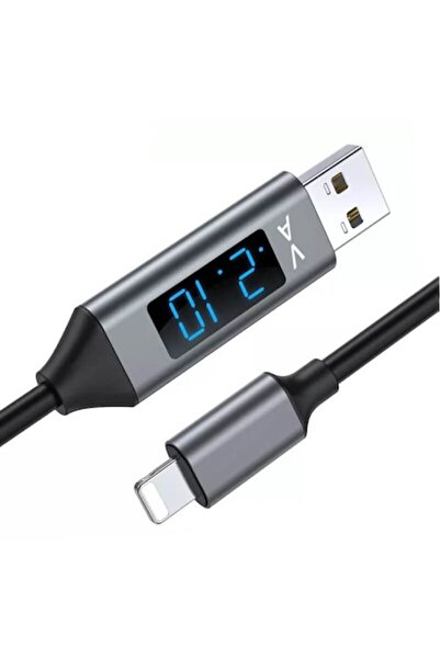 Edman QC 3.0 Fast Charge Lightning Cable with Voltage Display, 1m, Black