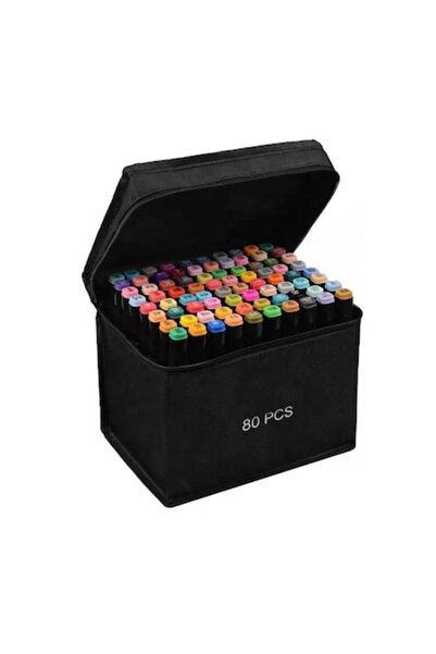 Edman Set de 80 de markere cu vârfuri subțiri și late, suport de bază, geantă...