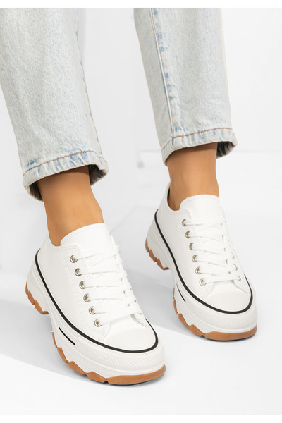 B T Shoes Γυναικεία πανινα πλατφόρμες Raviana V4 λευκά