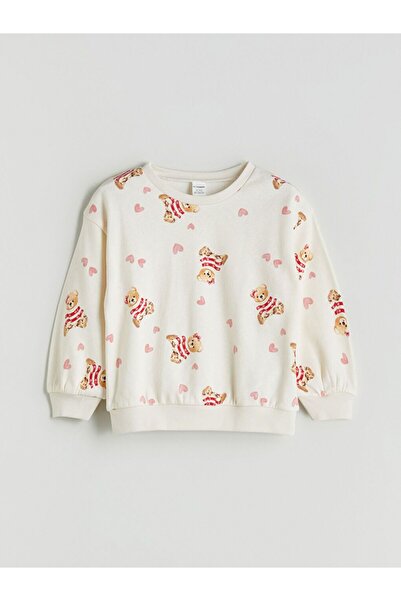 LC Waikiki LCW Kids guler rotund cu imprimeu Hanorac gros pentru fete tricou