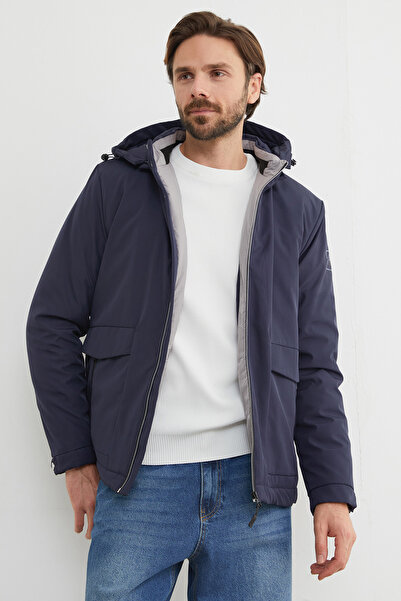 Fulla Moda Куртка з рукавами, напис, кишеня на блискавці, капюшон