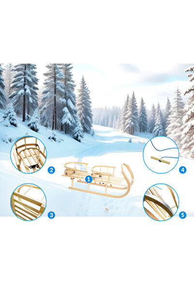 Other Sled duo twin tandem large wooden for children solid Polish straps