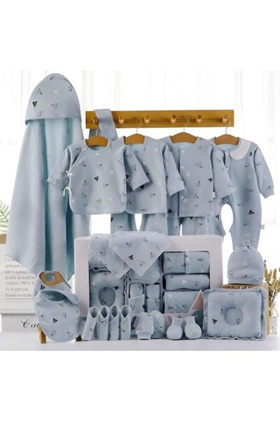 ömya Set Cadou Nou Nascut 22 Piese Bumbac 100% Pentru Bebelusi Baieti, Haine Moale Si Confortabile Cu Man