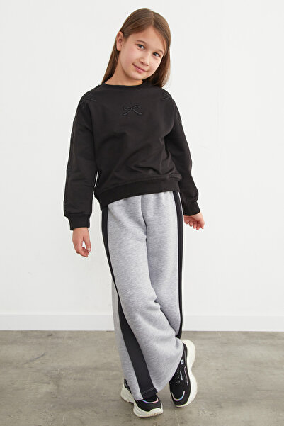 Fulla Moda Φούτερ για κορίτσια με 3 κλωστές, ρίγες στο πλάι και ελαστική μέση