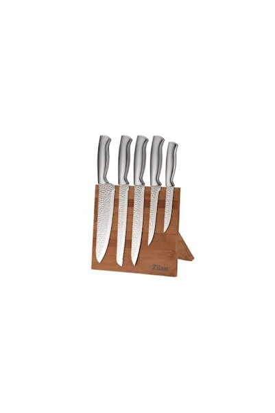 Zilan Set 6 cuțite profesionale ZLN1641, cu suport din bambus, magnetic - oțe...