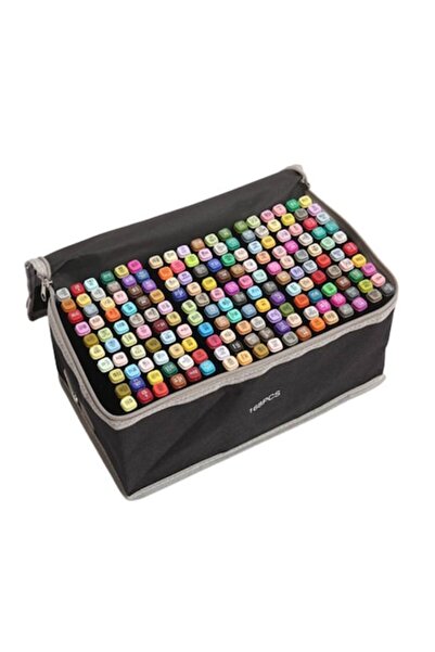 Edman 168-piece Dual-Tip Marker Set with Base Stand and Storage Bag - Multicolor