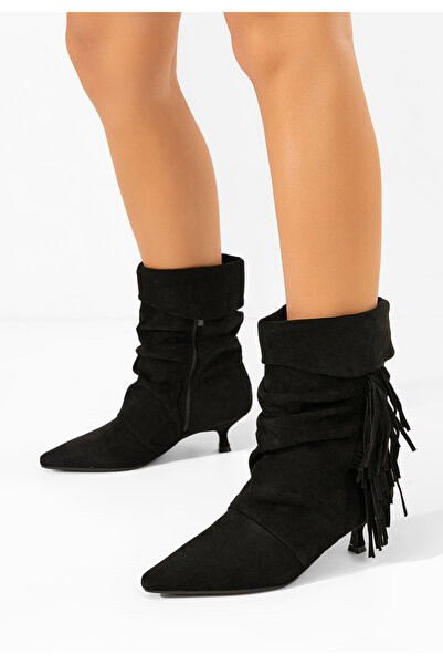 B T Shoes Μποτάκια γυναικεια με τακούνι Deizy Μαύρα